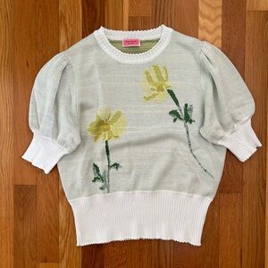 kate spade Garden Daisy Puff Sleeve Sweater